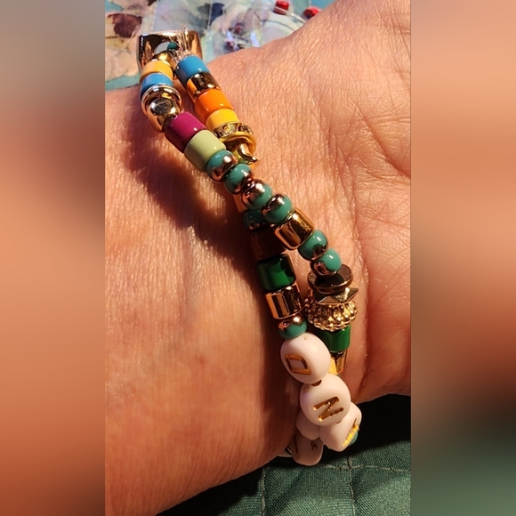 Colorful beaded stretchy bracelet, double bracelet, "Always and Forever … - Picture 2 of 6